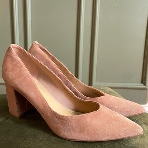 Marc Fisher Blush Suede Block Heel Pumps Pointed Toe Size 9M